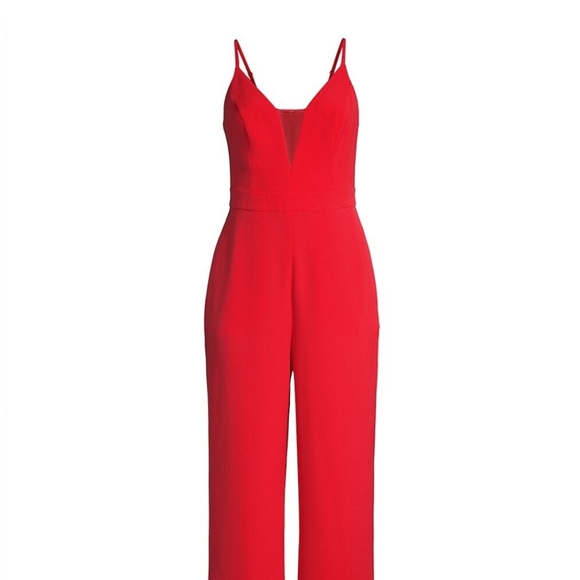 BCBG MaxAzria Red Sleeveless Wide Leg Jumpsuit - Picture 1 of 15
